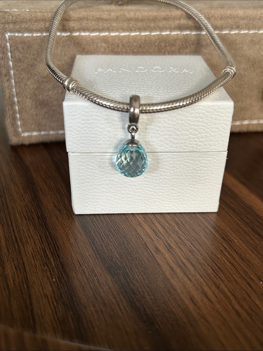 Pandora Sterling silver Ice Blue Fascinating Beauty dangle Murano Bead